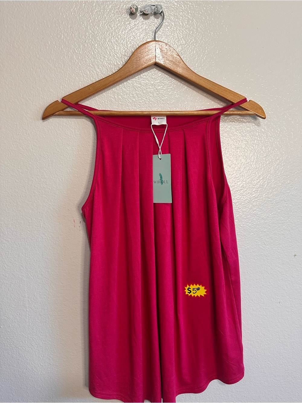 Whipoll Fuchsia Sleeveless Pleated Tank Top
